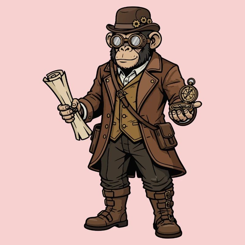 Singe Explorateur Steampunk Aventure Rétro