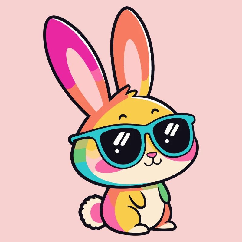 Rainbow Rabbit in Glasses