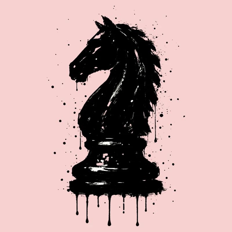 Knight Chess Style Black Graffiti Artistic