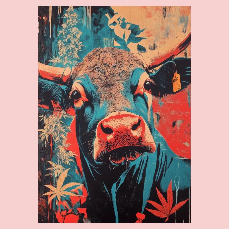 Psychedelic cow in pop art style