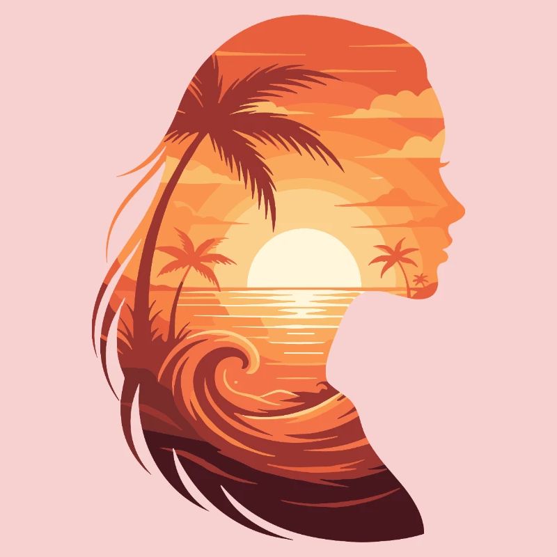 Profil de silhouette de coucher de soleil