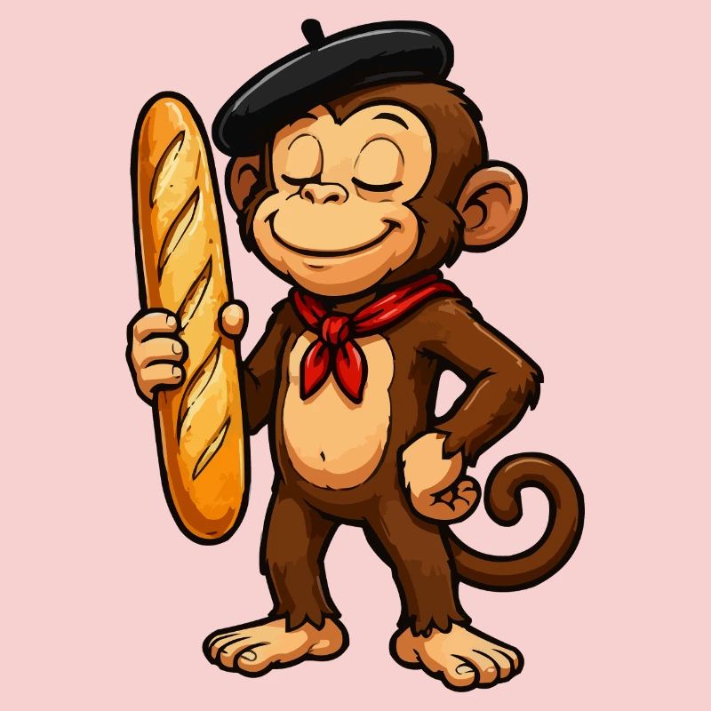 Baguette singe avec béret
