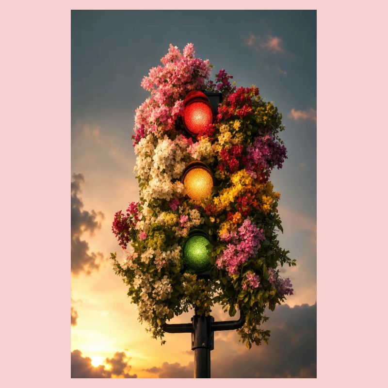 Lumière florale de feu de circulation