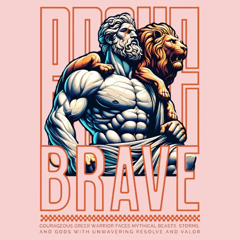 Dieu de la Force grecque et Lion