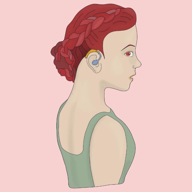 Girl using a hearing aid
