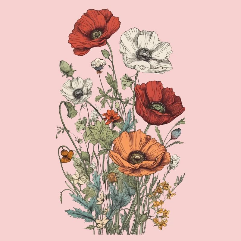 Wunderschönes Boho Mohn Herbarium Bouquet