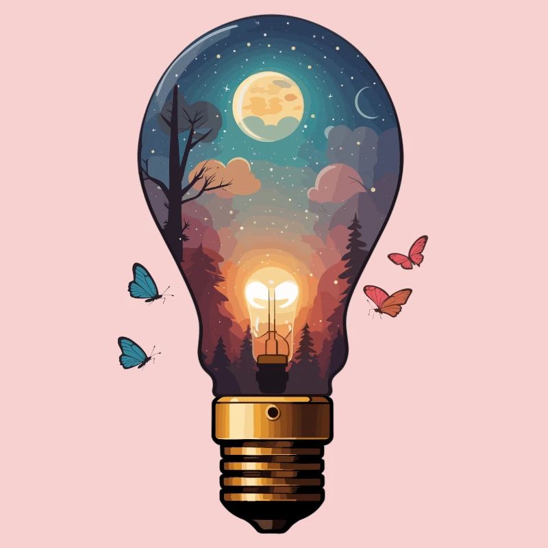 Light bulb with moonlight