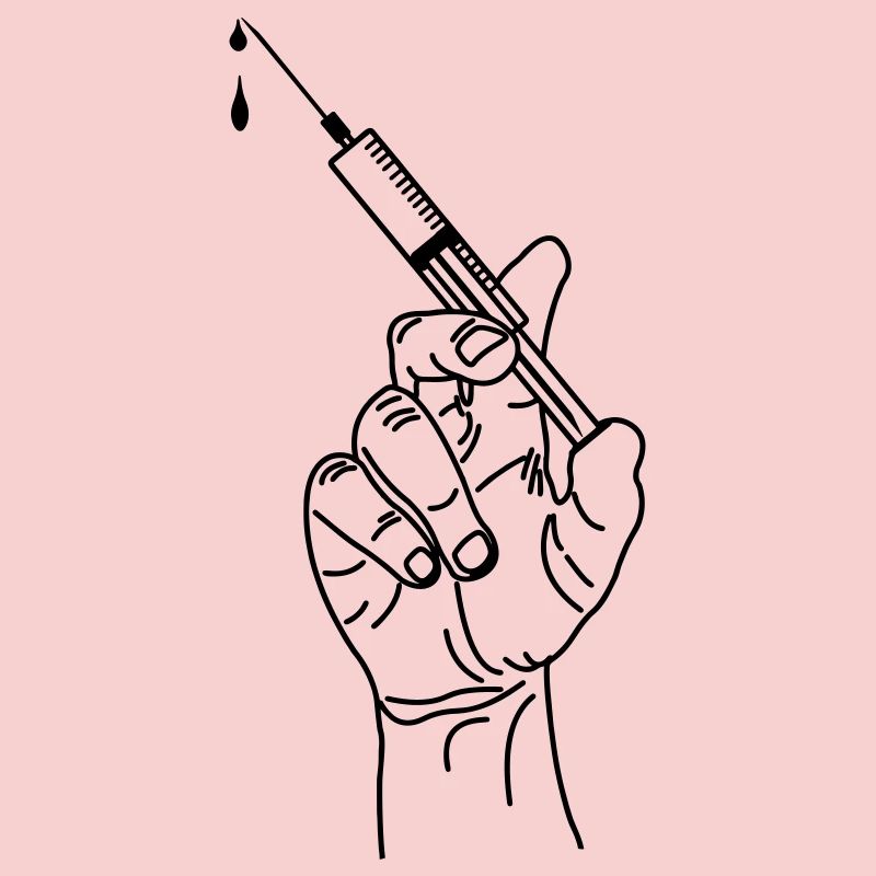 Seringue de vaccination tenant la main