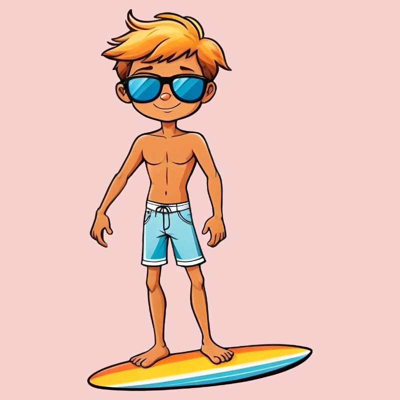 Cool Young Surfer Dude Boy