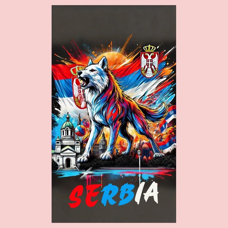 Conception du drapeau national du loup de Serbie