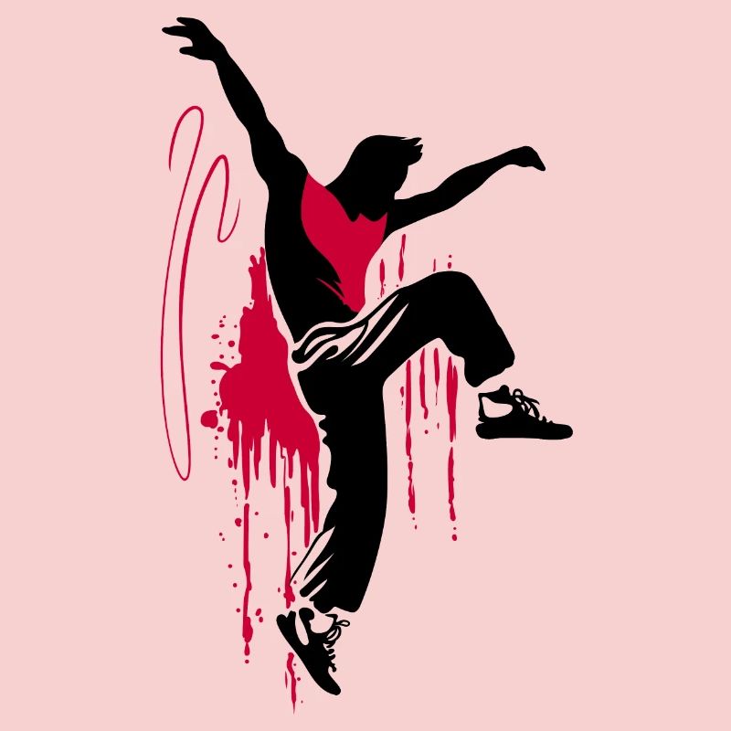 Breakdancer Dancer Silhouette in Red Black