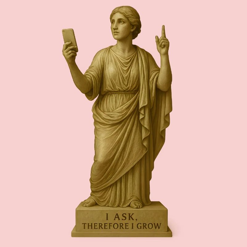 Ancient Philosopher Statue with Message