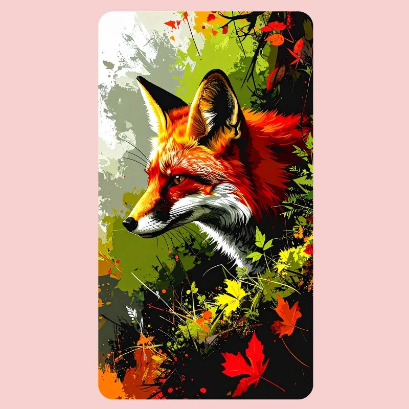 Fuchs im Wald im Herbstlaub (Blick nach Links)