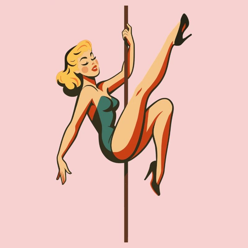 Pole Dance Poledancerin blond Retro 50er Geschenk