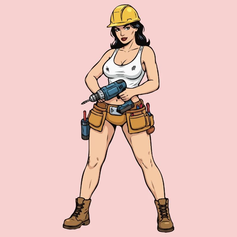 Pin-up construction worker