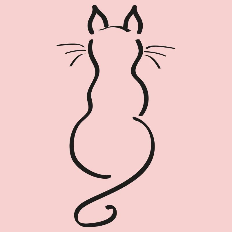 Cat Minimalist Line Back Plain