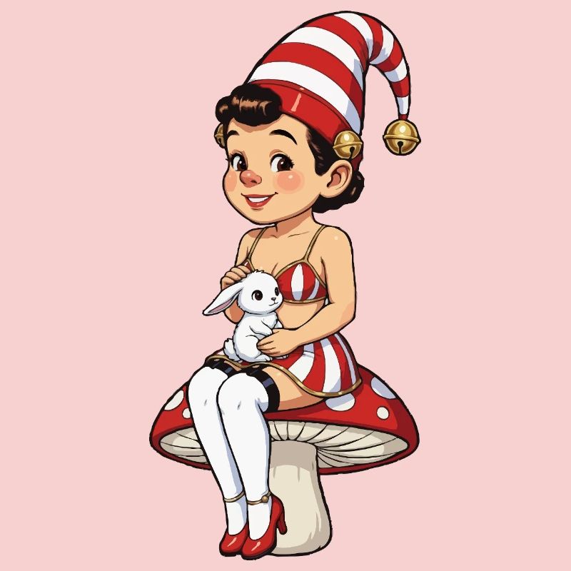 Fille lutin avec un lapin