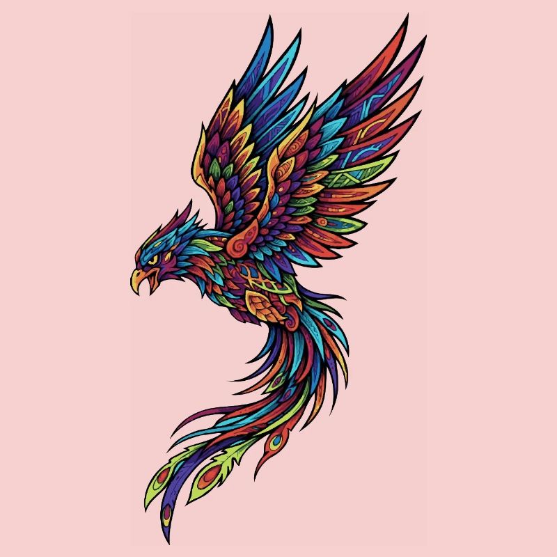 Neon Phoenix auf Schwarz