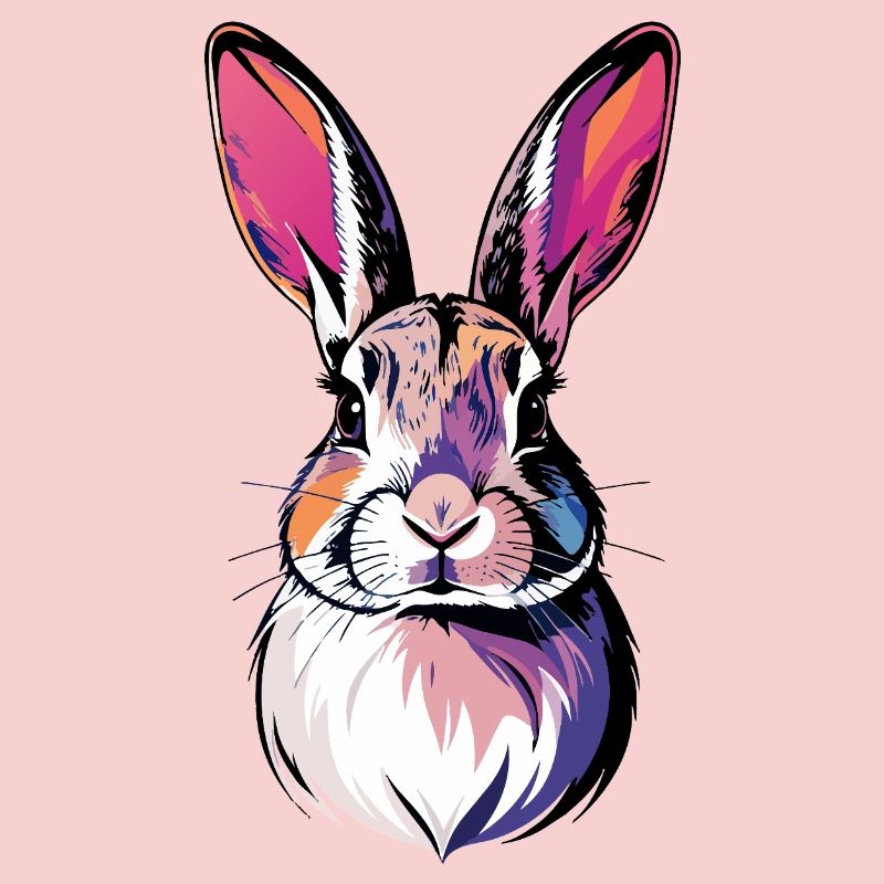 Portrait coloré de lapin en forme de lapin Pop Art