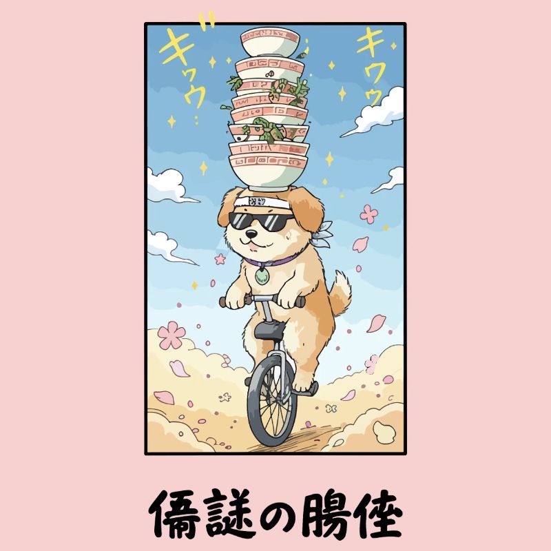 Noodle Stack Pup on Unicycle