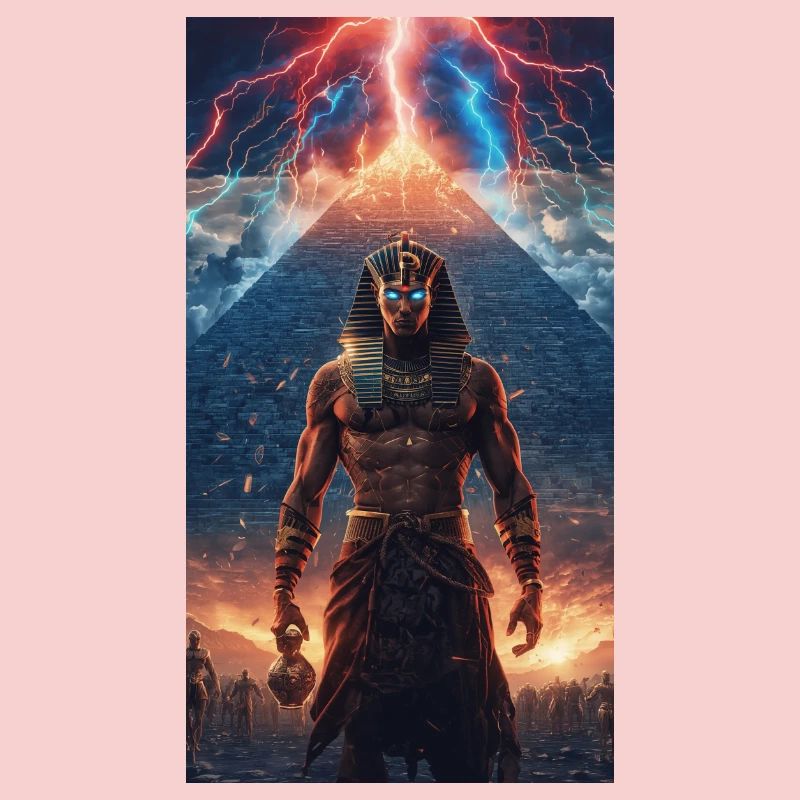 Pharaon du Tonnerre devant la pyramide
