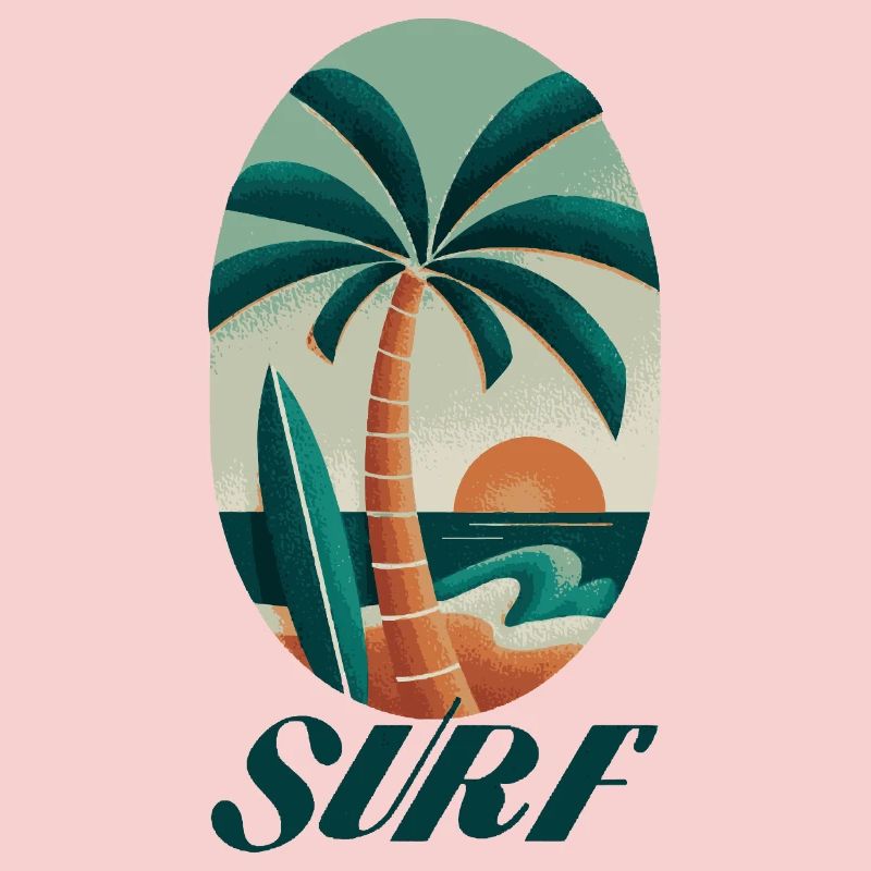 Surf Palm Tree and Beach