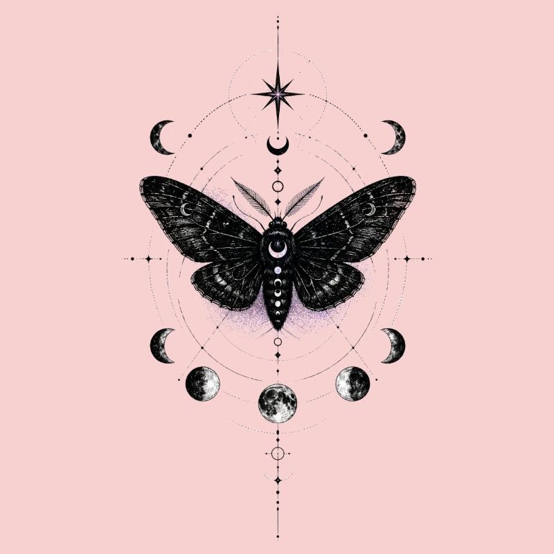 Moonlit Moth in Celestial Ring