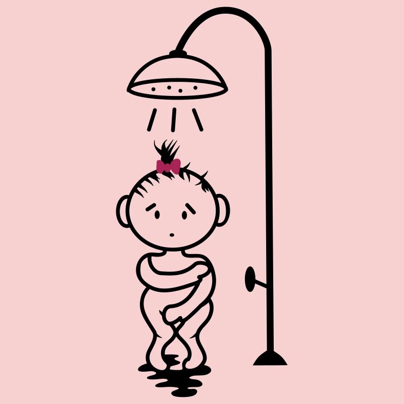 scheues Mädchen unter der Dusche