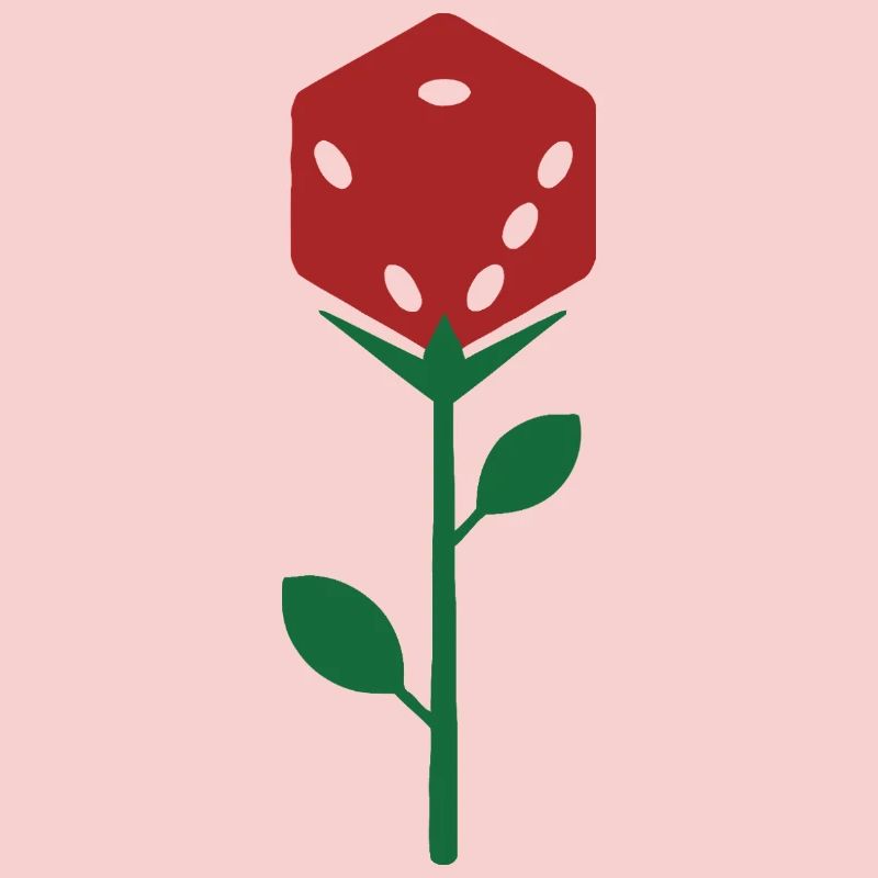 Dice Rose Bloom Botanical Illustration