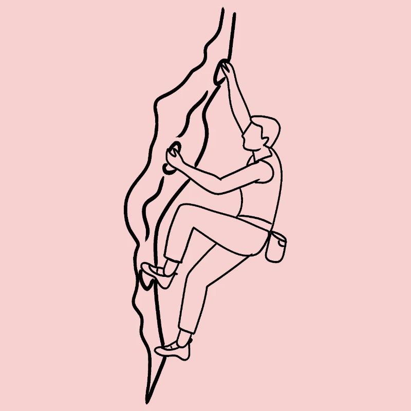Man on climbing wall