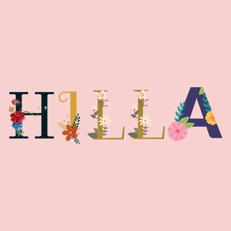 HILLA name decorated with flowers