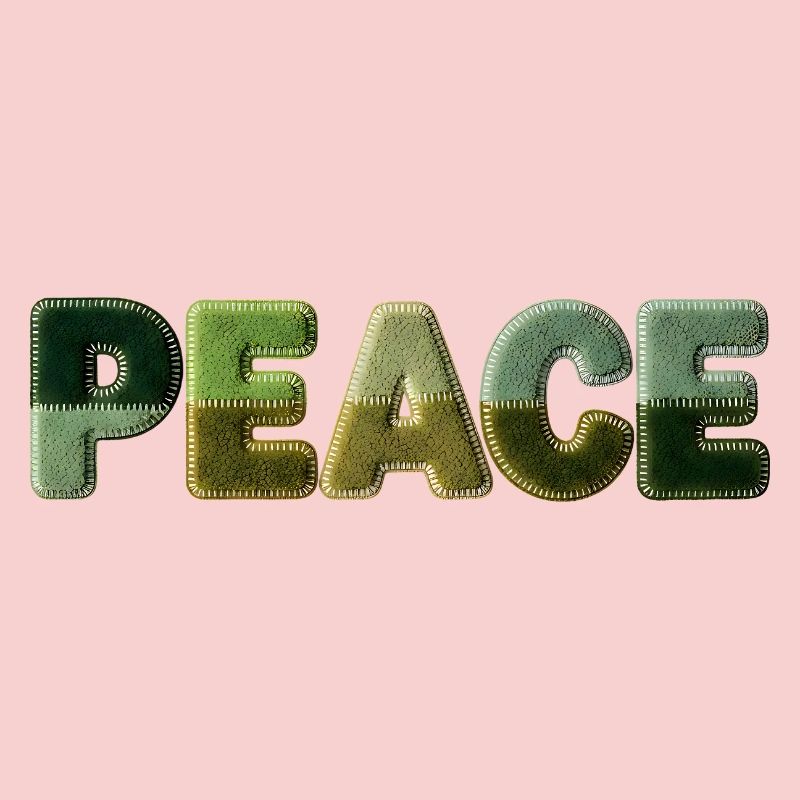 Peace Schriftzug Patchwork Look 70er Stil