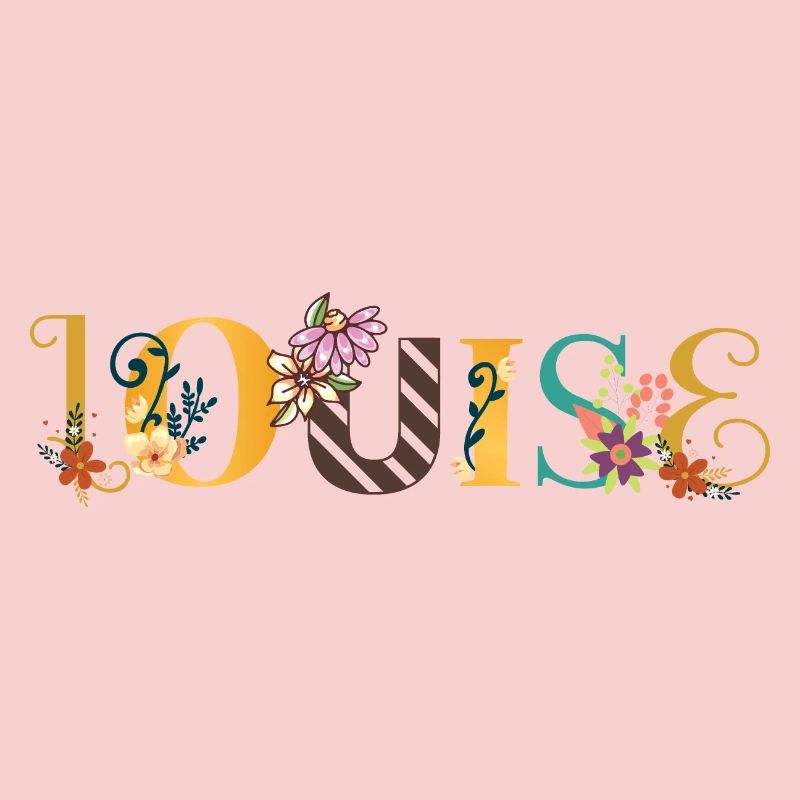 Art du nom LOUISE avec des fleurs brodées