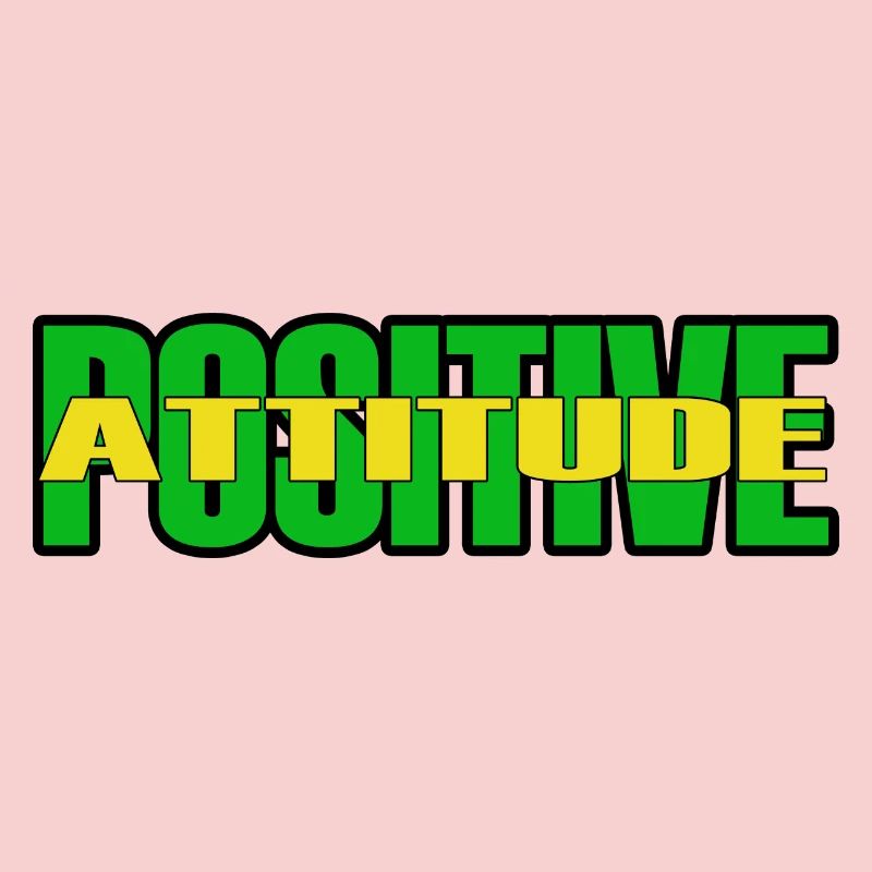 ATTITUDE POSITIVE - Texte vert/jaune