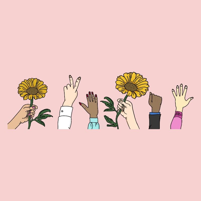 Hände mit Sonnenblumen