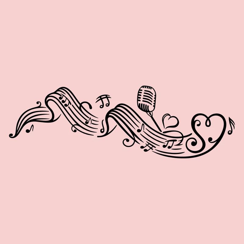 Notenblatt mit microphon, music, notes, clef