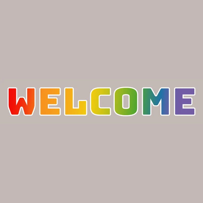 Regenbogen welcome weiss