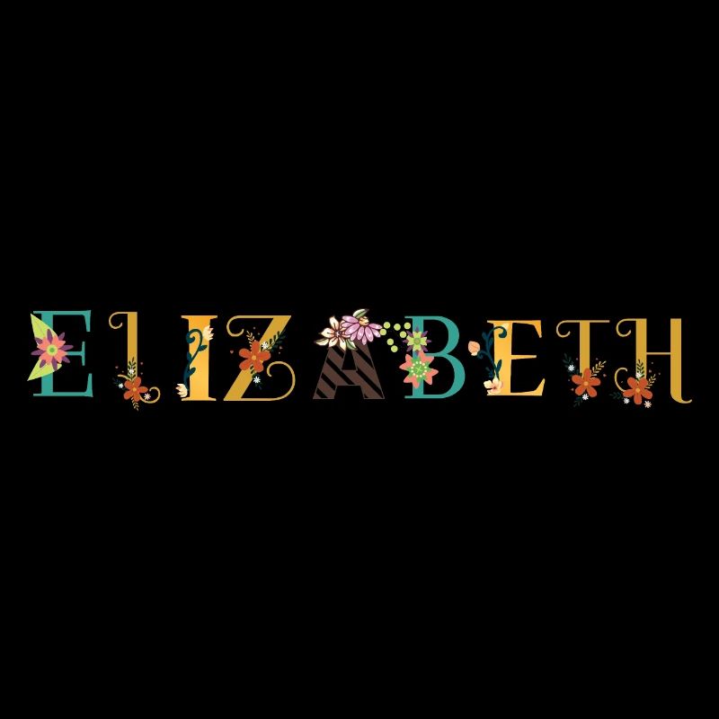 ELIZABETH NOM ART AVEC FLEURS BRODÉES