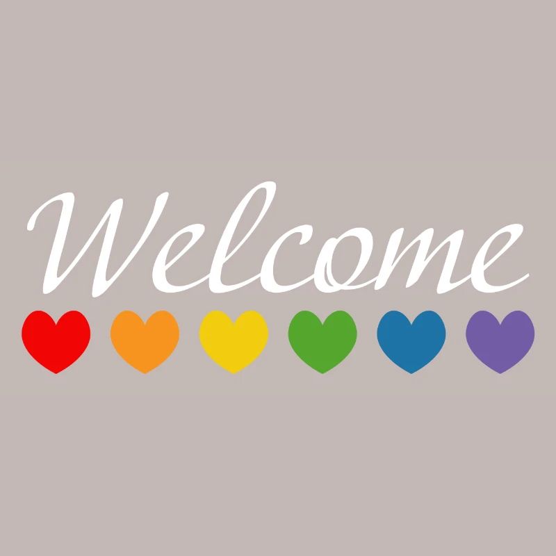 Rainbow Hearts Welcome blanc