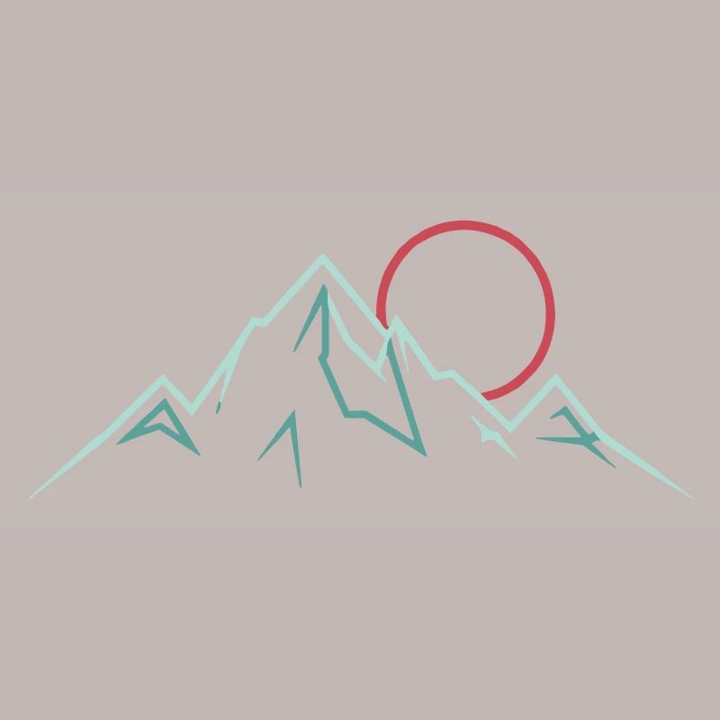 Minimalist Mountain Range with Rising Sun