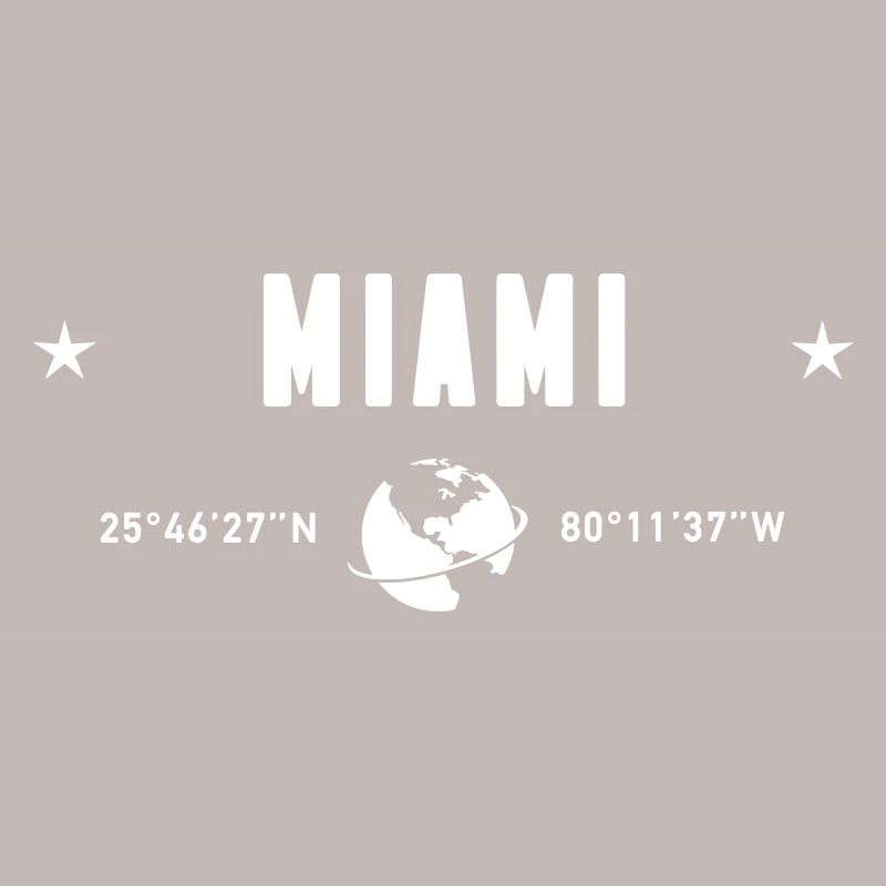 Miami Florida Coordinates Planet Earth White