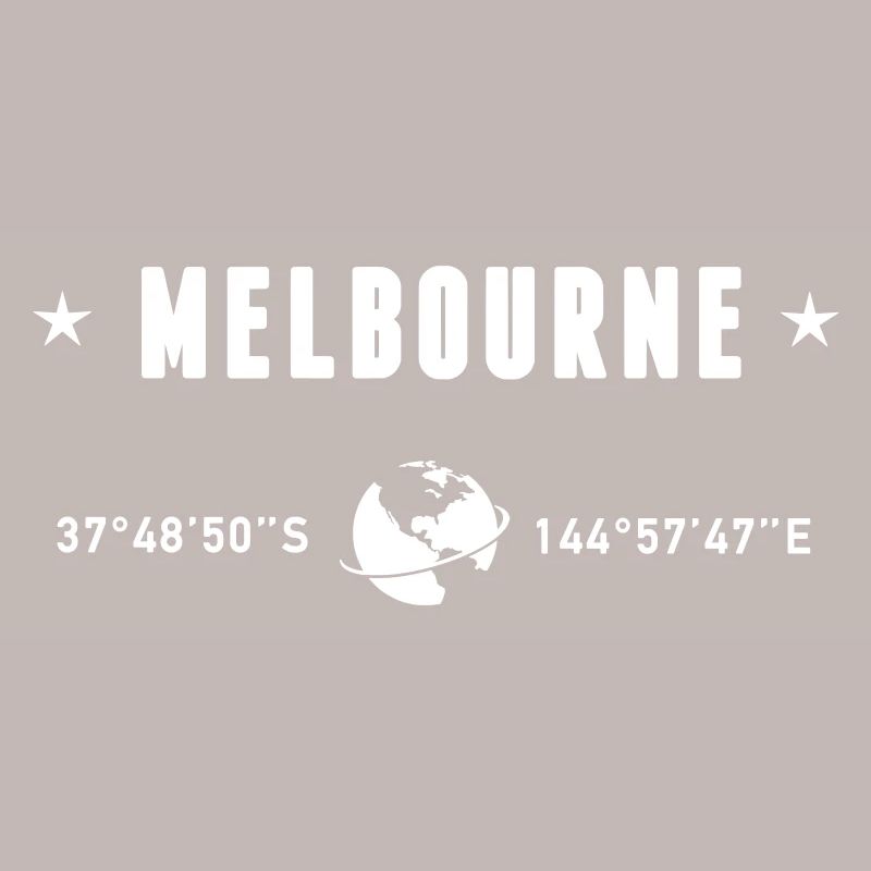 Melbourne Australia Coordinates Planet Earth White