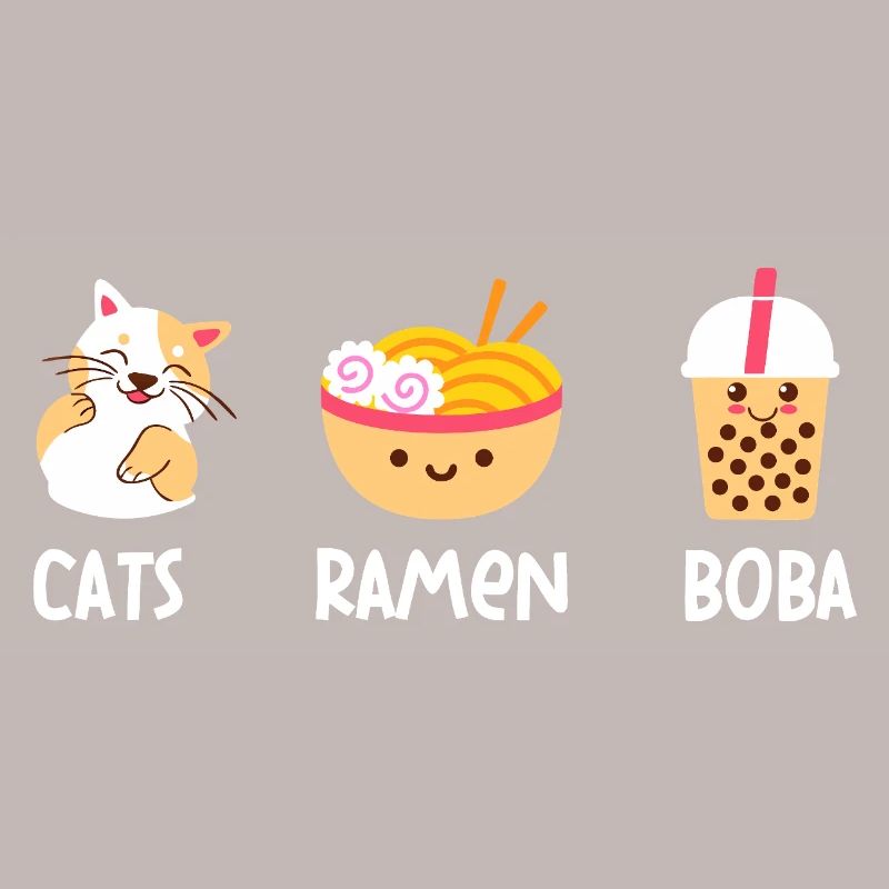 T-shirt Cat Ramyun Boba Collage