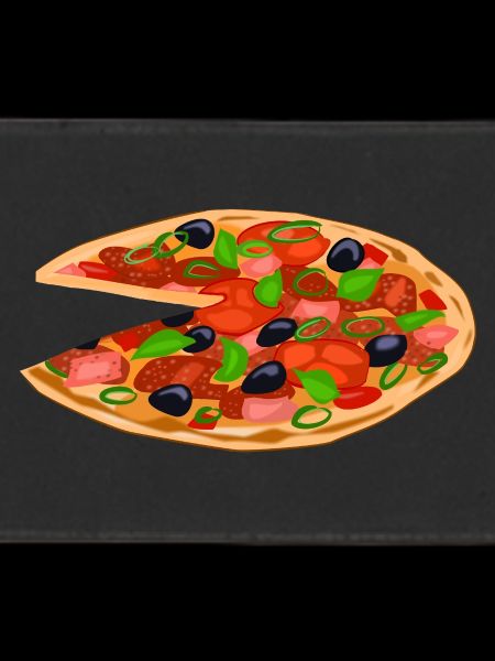 Eating pizza