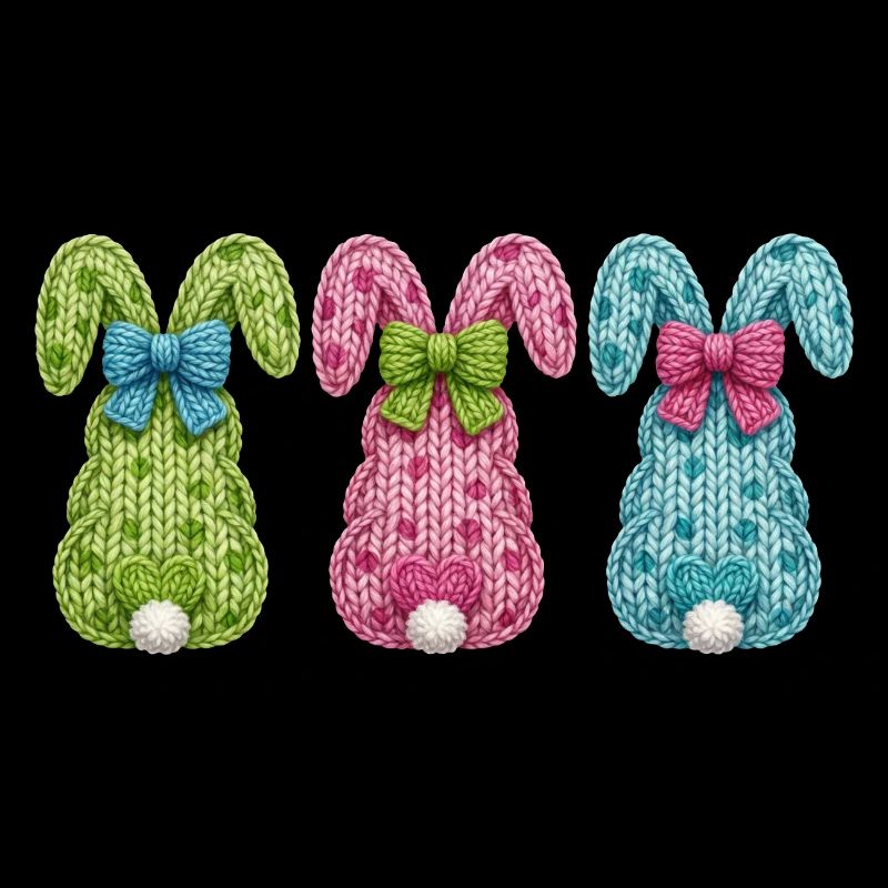 Easter Bunnies Easter Bunny 3 Bunnies Faux Yarn Easter