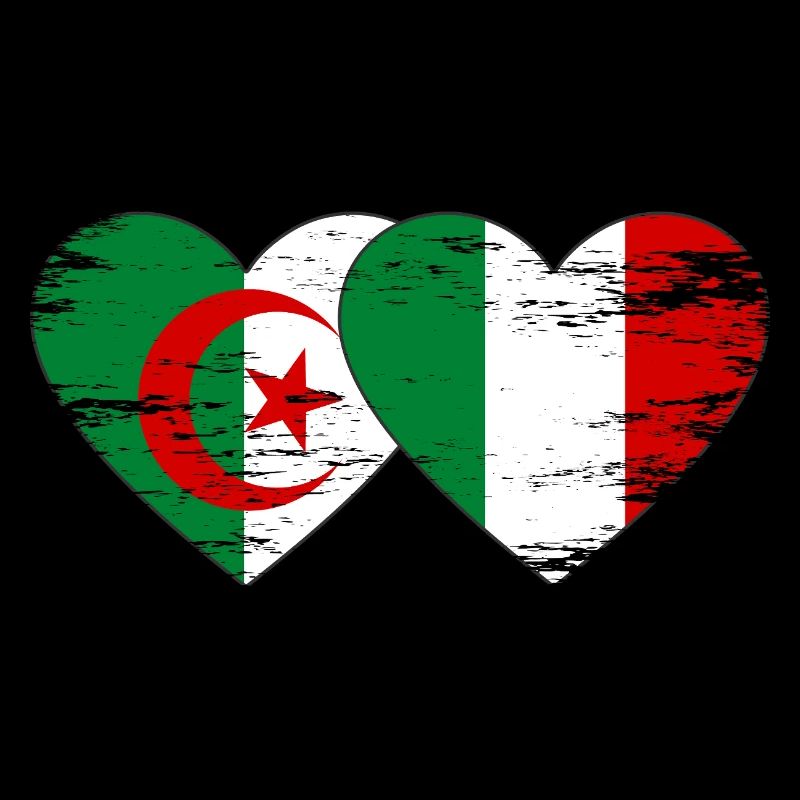 Drapeau Algérie Italie Cœur utilisé
