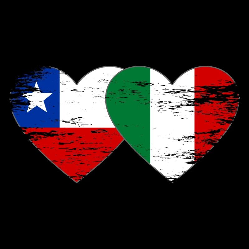 Cœur du drapeau chili italien utilisé