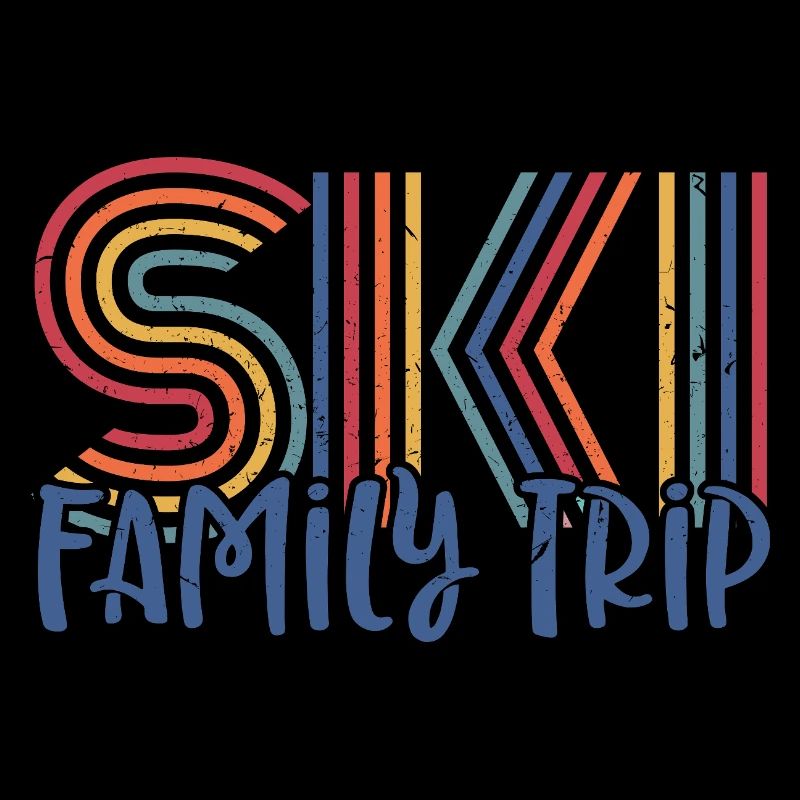 Conception colorée d’un voyage de ski en famille