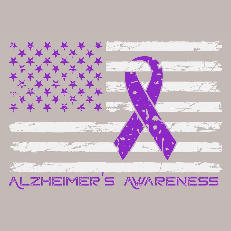 Ruban Violet Alzheimer Drapeau US