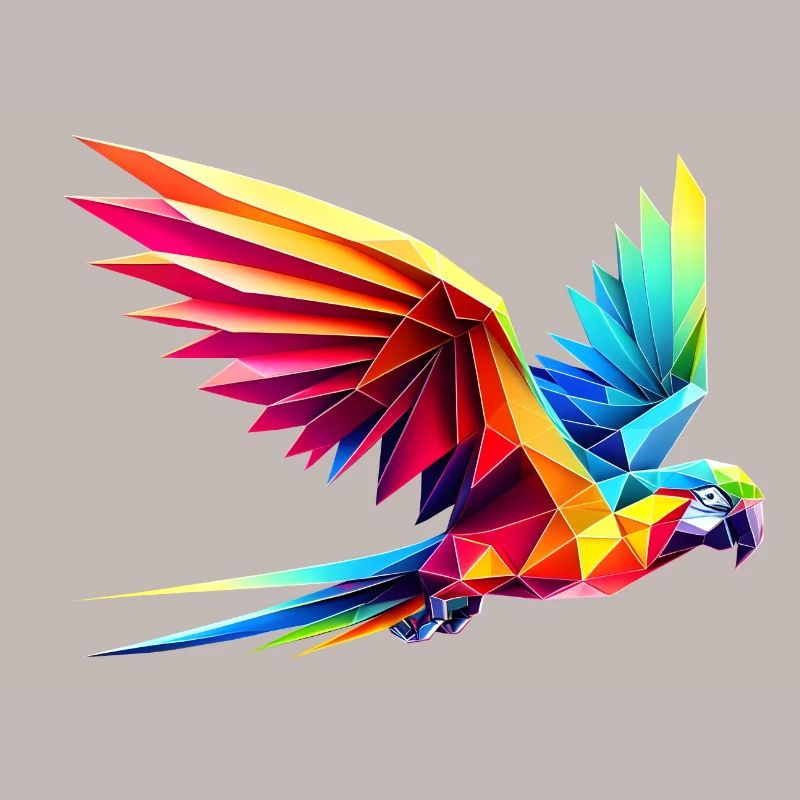 3d geometric multicolor origami parrot